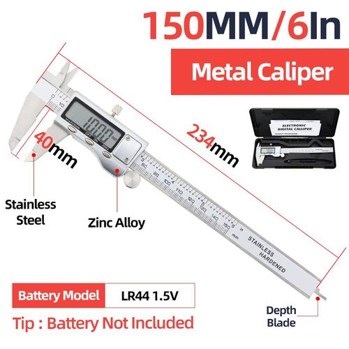 Pieds à coulisse IP54 en acier inoxydable,pachymètre numérique,outils de mesure,outils de charpentier,pied à coulisse électronique,règle Vernier en métal - Type Box Metal Caliper