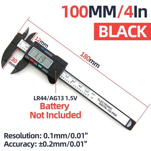 Pied à coulisse numérique pied à coulisse électronique règle numérique en plastique calibrateur pachomètre micromètre numérique outil de mesure calibre - Type Caliper Black 100