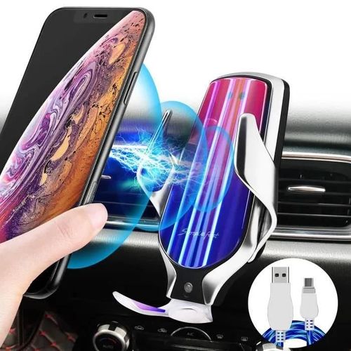 Chargeur De Voiture - Qi - 10w - Charge Rapide - Rotation 360° - Serrage Automatique