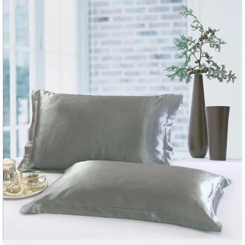 Lot De 2 Taie D\'oreiller En Soie Satin Super Douce 48 X 74cm - Gris