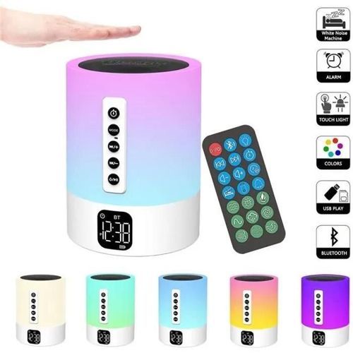 Haut-Parleur Bluetooth Rgb, Aide Au Sommeil À Bruit Blanc, Avec Fonction Réveil,Veilleuse Enfant 7 Couleurs Avec Télécommandes