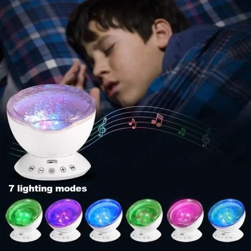 Veilleuse Ocean Wave Led Yolistar - Simulation Des Vagues Océan - 7 Modes - Mini Enceinte Intégrée