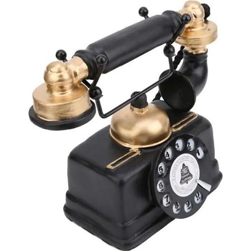 LES Vintage rétro antique téléphone câblé filaire téléphone fixe téléphone à la maison décor de la décoration noir LS015