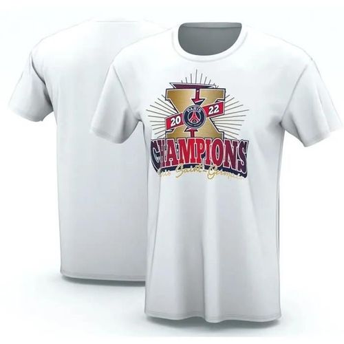 S - T-Shirt - Paris Saint Germain - Champions X - Blanc - Coton - Manches Courtes