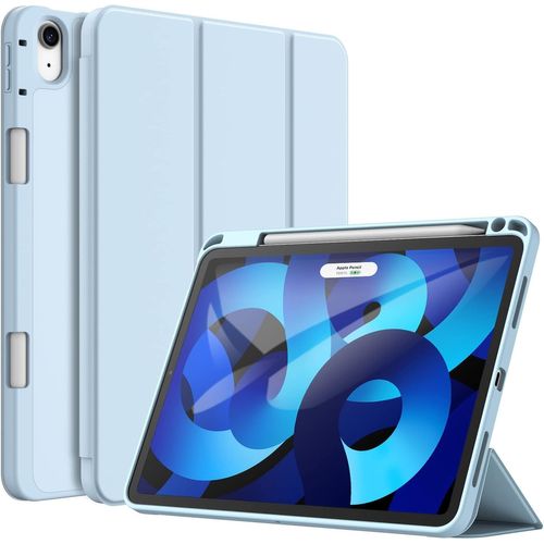 Coque pour iPad Air 11 Pouces M3/M2 (2025/2024), iPad Air 5/4 (10,9 Pouces 2022/2020 5eme/4eme Génération) avec Porte-Stylet, Étui Mince Tablette avec Dos en TPU Souple (Bleu Ciel)