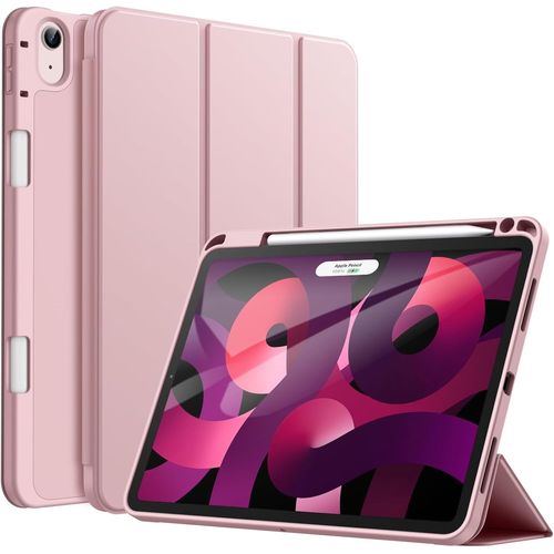 Coque Pour Ipad Air 11 Pouces M3/M2 (2025/2024), Ipad Air 5/4 (10,9 Pouces 2022/2020 5eme/4eme Génération) Avec Porte-Stylet, Étui Mince Tablette Avec Dos En Tpu Souple (Rose)