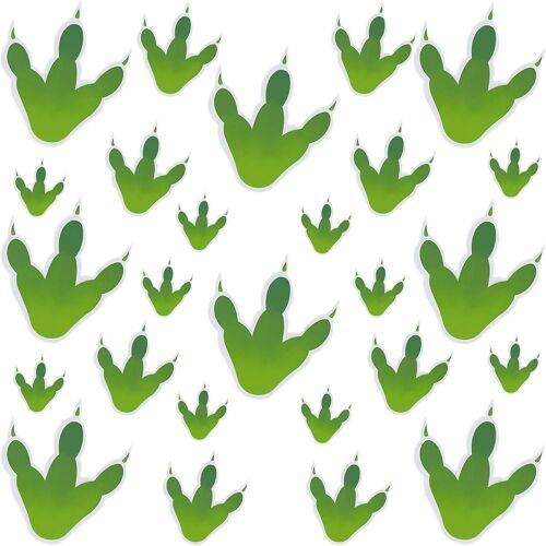 KALANKA-80 Pièces Stickers d¿Empreinte de Dinosaure Autocollants de Pas de Dinosaure PVC Stickers Muraux Créatifs Décorations d'Art de Fenêtre pour Fournitures de Fête de Maison, 3 Tailles (Vert)
