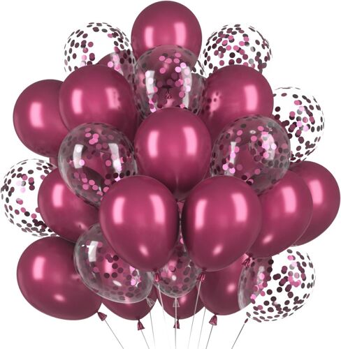 CMJAAGUR-60 Ballons Bordeaux, Hélium Confettis Rouge Foncé, Ballons En Latex Bordeaux, Pour Fête Prénatale, Mariage, Anniversaire, Saint-Valentin, Baby Shower, Fiançailles[M417]