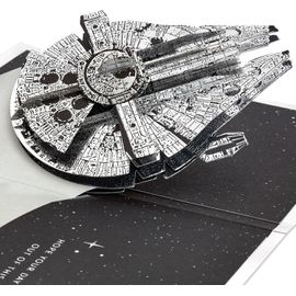 Star Wars Faucon Millenium Carte Pop-Up 3d Pour Toute Occasion,Anniversaire,Fête Des Pères,Han Solo,Sur Le Thème De L'espace,Argent