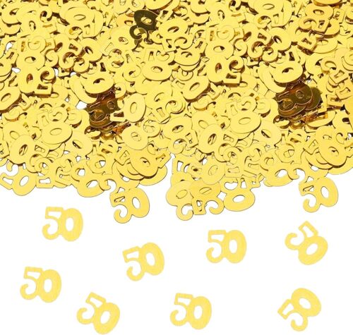 Confettis D¿¿coratifs Dor¿¿s pour 50e Anniversaire - D¿¿coration ¿¿ Disperser pour Homme et Femme - 500 Pi¿¿ces