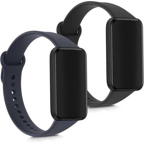Bracelet Compatible With Xiaomi Redmi Smart Band Pro ¿ 2 Replacement Silicone Bands For Fitness Tracker ¿ Black/Dark Blue