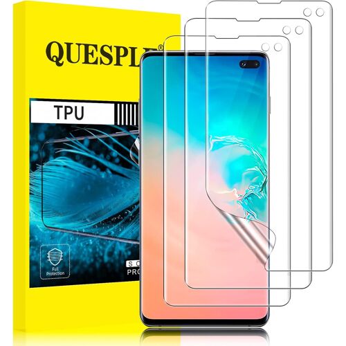 CAUC-[3 Pièces] Protection écran pour Samsung Galaxy S10 Plus, Haute Qualité 3D Incurvé Couverture Complète TPU Film Protection écran, Dureté 9H, Sans Bulles, Compatible avec Lecteur d`Empreinte