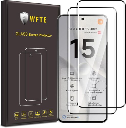 [Lot de 2 Verre Trempé pour Xiaomi 15 Ultra/Xiaomi 15 Pro 5G. 3D Couverture Complète Film de Protection D'écran avec Haute Transparence à 99%. Anti-Trace Protecteur avec Dureté 9H Glass