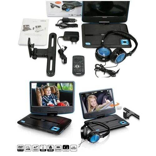 Lecteur DVD portable - LENCO - DVP-910 - Écran 9 pouces - Batterie rechargeable - Casque inclus