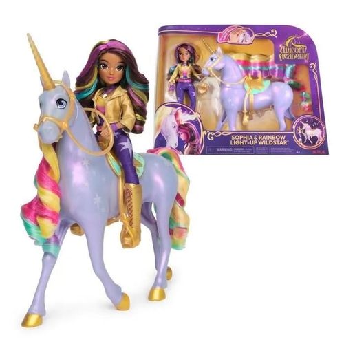 L'ecole Des Licornes Licorne A Fonctions 28 Cm Wildstar + Poupee 24 Cm Unicorn Academy