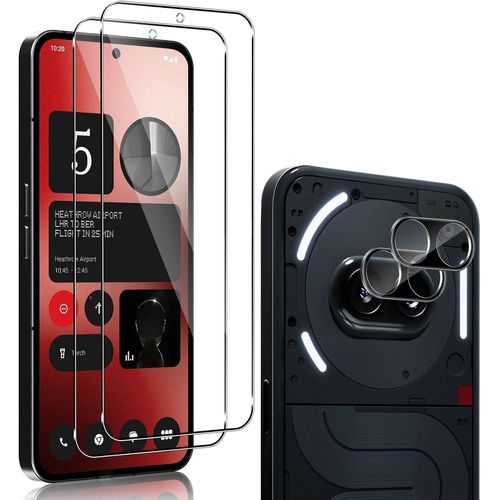 2+2 Pièces Verre Trempé Pour Nothing Phone 2a / Phone 2a Plus / 2a+ Avec Caméra Arrière Protecteur, 9h Dureté Hd [Anti-Rayures,Sans Bulles] Film Protection En Écran Pour Nothing Phone (2a)