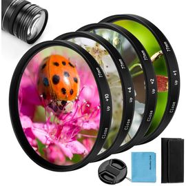 +4, +10) Accessoire De Filtre Macro + Kit De Filtre Pour Objectif Avec Pochette De Filtre Pour Appareil Photo Reflex Numérique Canon Nikon Sony Pentax Olympus Fuji + Bouchon D'Obje[CLI1555]