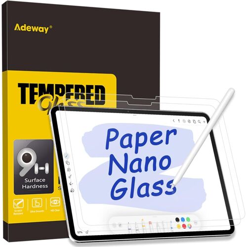 Protecteur d'écran pour iPad Pro 11 pouces (2024, M4, 7e génération), verre trempé, effet papier, parfait pour notes, dessin, anti-éblouissement, installation facile, lot de 2