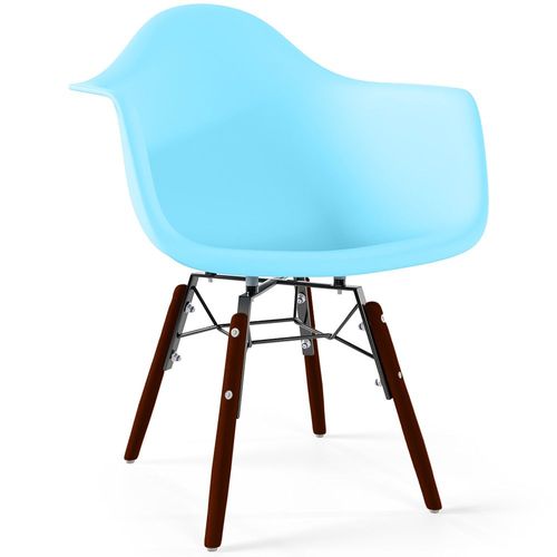 Chaise Enfant - Design Scandinave - Pieds En Bois Foncé - Skandiva Bleu Clair