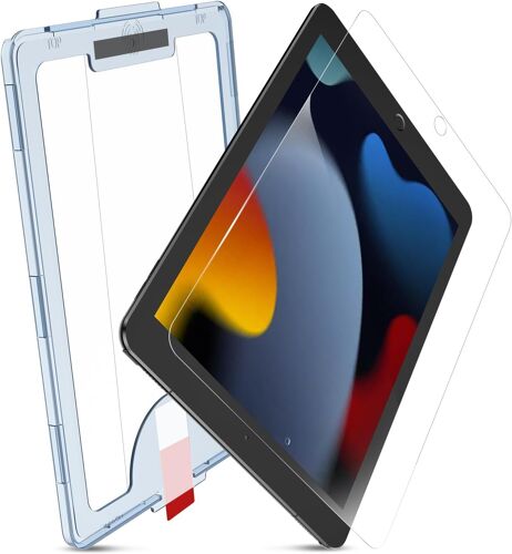 KALANKA-Protecteur D'¿¿cran en Verre Tremp¿¿ Compatible Avec iPad 9e / 8e / 7e g¿¿n¿¿ration 10.2 Pouces (2021/2020 / 2019), HD Transparent, R¿¿sistant aux Rayures, Coque de Compatibilit¿¿, EZ Kit