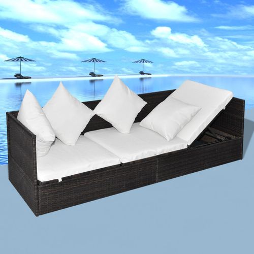 Vidaxl Transat Avec Oreiller Réglable Marron 200 X 60 X 58 Cm Poly Rotin