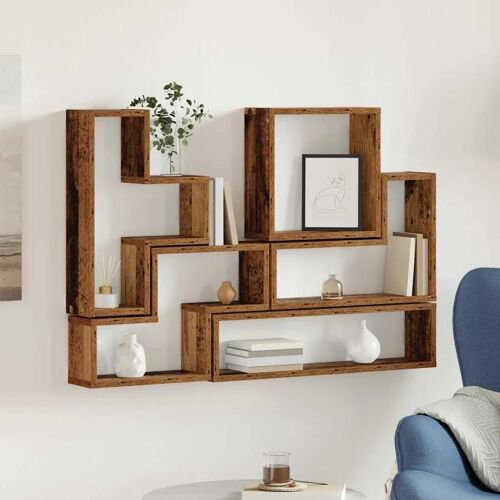 Vidaxl Cube Mural Bois Ancien 96 X 12 X 64 Cm Bois D'ingénierie