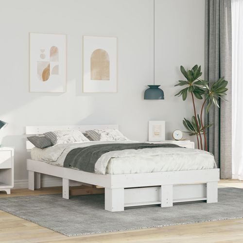 Vidaxl Cadre De Lit Blanc 120 X 190 Cm Bois De Pin Massif