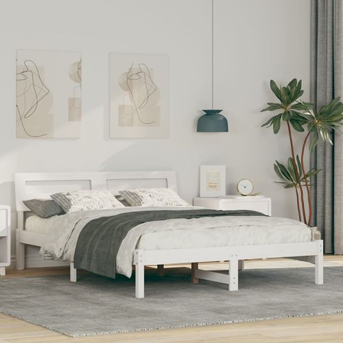 Vidaxl Cadre De Lit Blanc 140 X 190 Cm Bois De Pin Massif