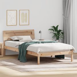 Vidaxl Cadre De Lit Marron 100 X 200 Cm Bois De Pin Massif