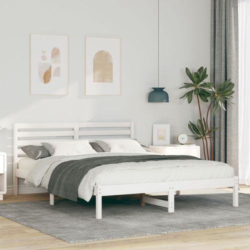 Vidaxl Cadre De Lit Blanc 160 X 200 Cm Bois De Pin Massif