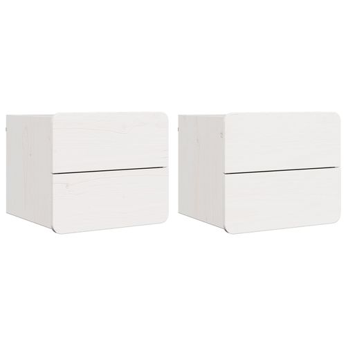Vidaxl Table De Chevet 2 Pcs Blanc 39 X 34 X 33 Cm Pin Massif