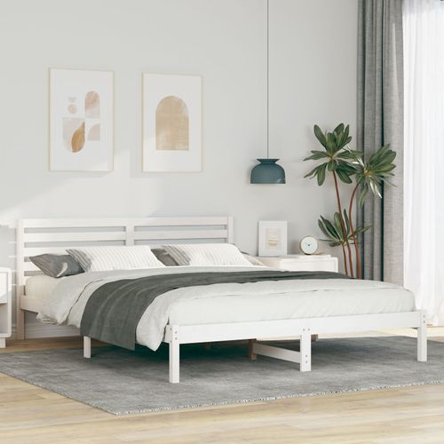 Vidaxl Cadre De Lit Blanc 160 X 210 Cm Bois De Pin Massif