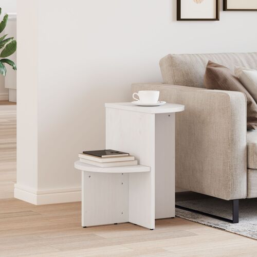 vidaXL Table d'appoint Blanc 50 x 40 x 50 cm Bois de pin massif