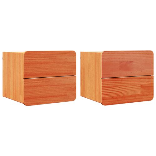 Vidaxl Table De Chevet 2 Pcs Marron 39 X 34 X 33 Cm Bois De Pin Massif