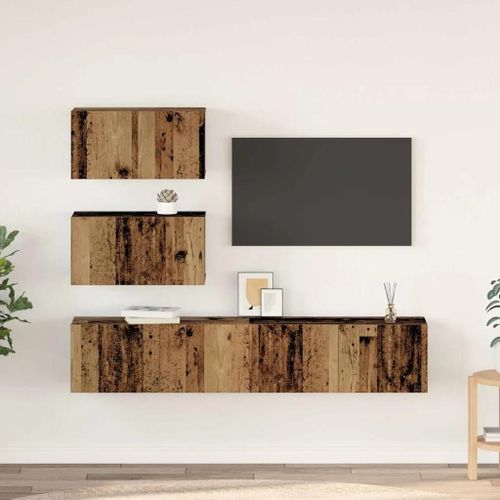 Vidaxl Ensemble Meuble Tv 4 Pcs Bois Ancien 80 X 30 X 30 Cm