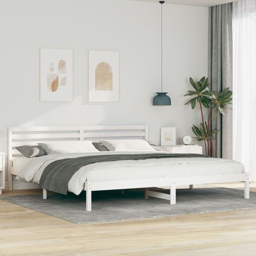 Vidaxl Cadre De Lit Blanc 180 X 210 Cm Bois De Pin Massif