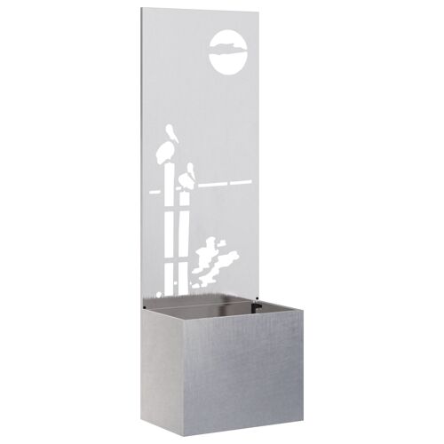 vidaXL Jardinier avec Panneau Décoratif Argent 50 x 140 cm