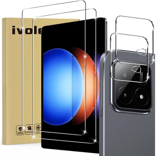 Loc-Pack De 2 Verre Trempé Pour Xiaomi Pad 6S Pro,Avec 2 Pièces Caméra Arrière Protecteur,Film De Protection D¿Écran-Anti Rayures-Sans Bulles-Ultra Résistant Dureté 9H Glass