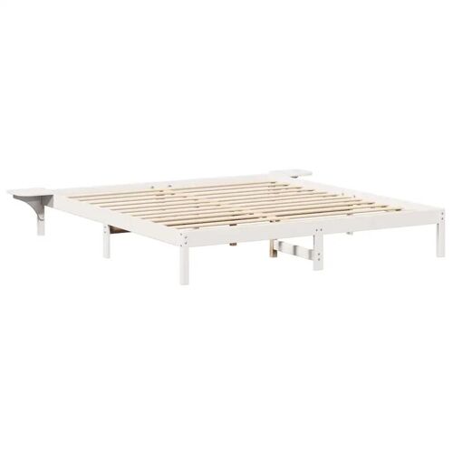 vidaXL Cadre de lit avec tables de chevet Blanc 180 x 200 cm Blanc