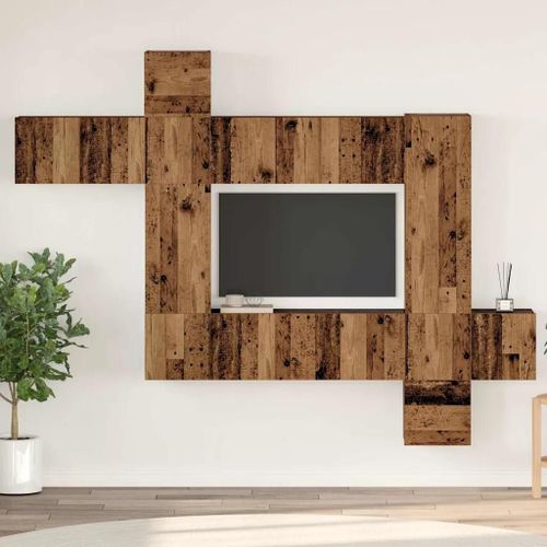 Vidaxl Ensemble Meuble Tv 10 Pcs Bois Ancien 30,5 X 30 X 90 Cm