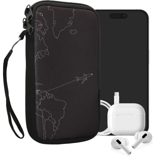 Protective Case For Smartphone L - 6.5 Inches - Protective Case For Mobile Phone Neoprene Destination Travel White/Black