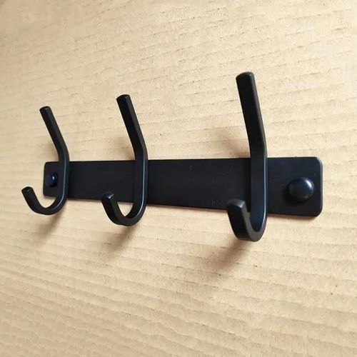 Porte Manteau Mural - Noir - Acier Inoxydable - 3 Crochets - Salle de Bain - Contemporain