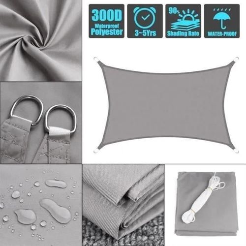 Toile Parasol Voile Ombrage Rectangulaire Egsii - Gris 3x4m - Imperméable Et Anti-Uv