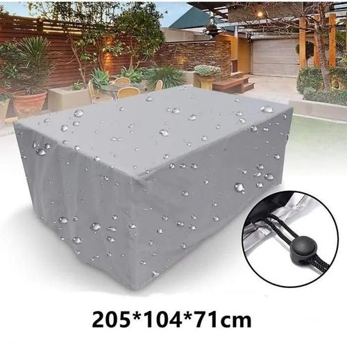 Housse Pour Meubles De Jardin Extérieurs, Housse Pour Meubles Rectangulaires, Protection Pour Tables Et Chaises, Argent 205*104*71cm