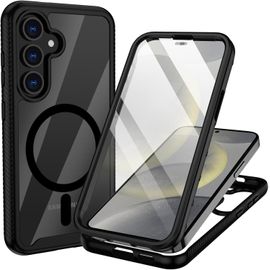 LORANKA-Coque Magnétique pour Samsung Galaxy S24/S25 5G, Compatible avec MagSafe,360° Intégrale Antichoc Téléphone Housse avec Protection écran, Double Face Case Etui Transparente - Noir
