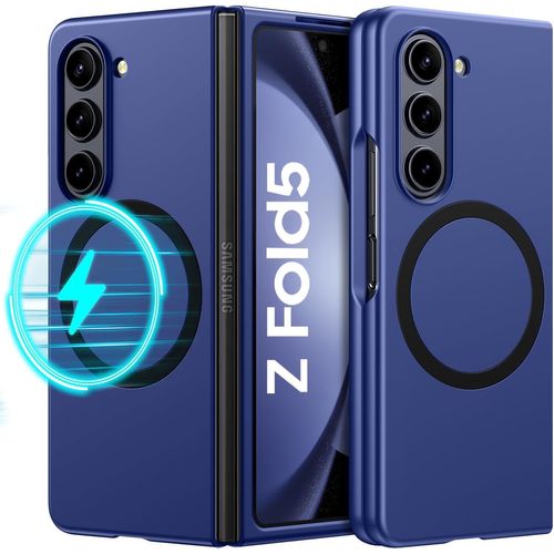 Case For Samsung Z Fold 5, Compatible With Magsafe, Magnetic Translucent Matte Back Cover Case For Samsung Galaxy Z Fold5 5g 7.6 Inches, Blue