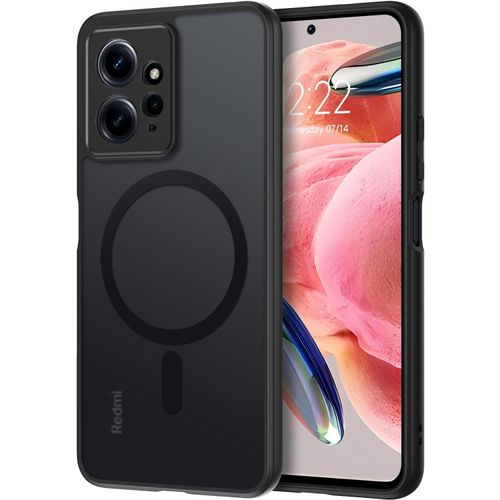 Coque Pour Xiaomi Redmi Note 12 4g Magnétique Etui Avec Protection Antichoc,Dos Mat Translucide Anti Rayures Doux Housse Xiaomi Redmi Note 12 4g-Noir
