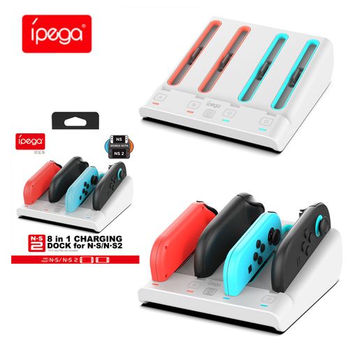 Compatible Switch 2 / Switch / Oled - Ipega Station De Charge Pour Joy-Con Avec Indicateur Led Et Bouton Tactile