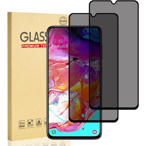 Verre Trempé Anti-Espion Pour Samsung Galaxy A70, Privacy Protection D'écran, Film En Verre Trempé, Dureté 9h, Anti-Rayures, Sans Bulles, Anti-Empreintes, Facile À Installer, 2 Pièces