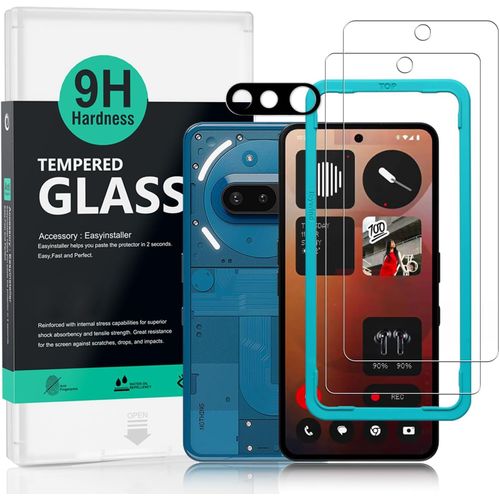 JGD-pour Nothing Phone 3a 5G Verre Trempé 6,77"",2 Pièces 9H Dureté Protection écran,avec 1 Pièce Protection Caméra,1 Pièce Film Arrière,Facile à Installer
